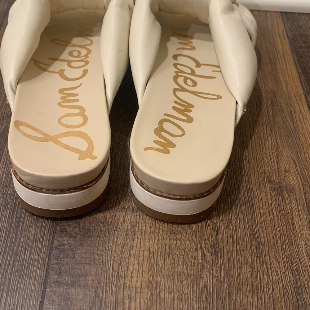 Sam Edelman Knotted Cream Platform Slide Sandals - Picture 2 of 5